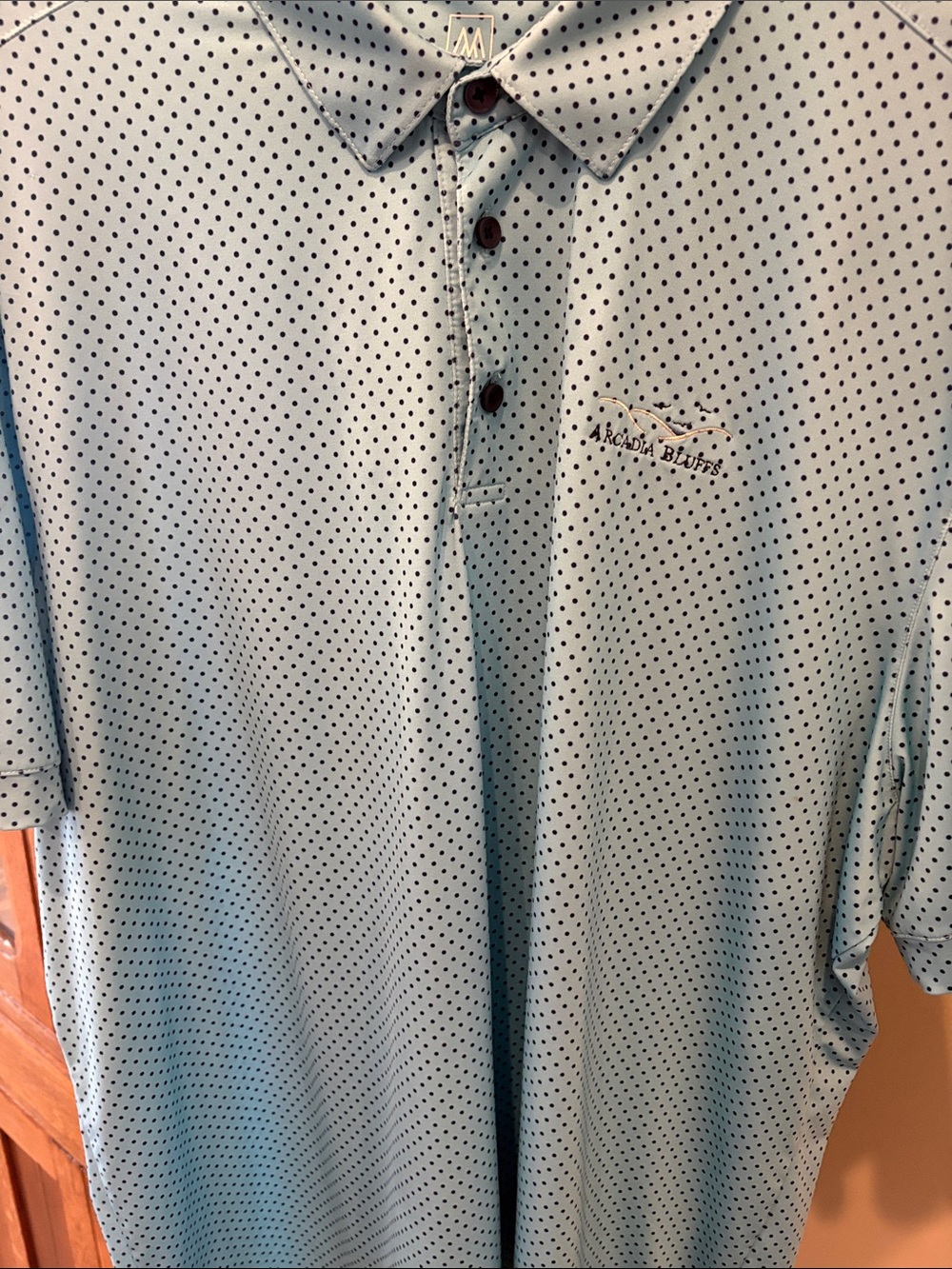 Mizzen + Main Polo Shirt Mens XL Trim Blue Polka Dot Geometric Performance Golf